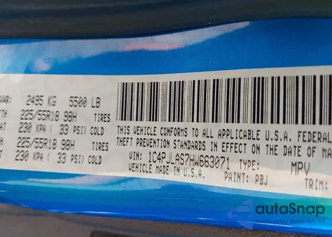 2017 Jeep Cherokee Altitude Fwd from USA, damaged, VIN 1C4PJLAS7HW663071